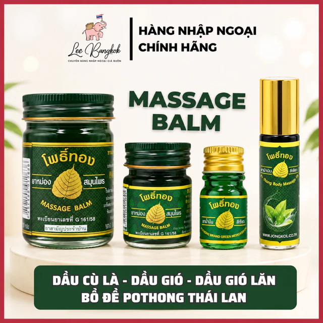 [HÀNG THÁI] Dầu Cù Là - Dầu Gió - Dầu Gió Lăn Pothong Chiết Lá Bồ Đề Giúp Xoa Bóp Giảm Nhức Mỏi Thái Lan 15g/50g/5ml/8ml