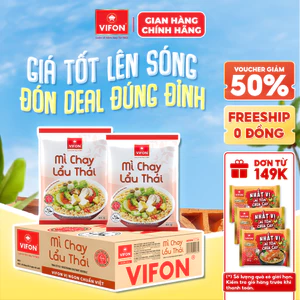 Thùng 30 Gói Mì Chay Lẩu Thái VIFON - Sợi Mì Giòn Trơn, Thơm Ngon 65g/Gói