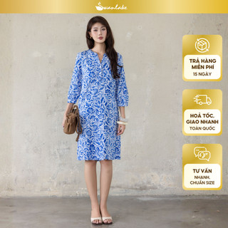 SWANLAKE | Váy Đầm Nữ Suông Tay Lỡ Cổ Trụ Cài Nút Vải Linen Cao Cấp Có Túi Du Lịch Biển Hè D12364