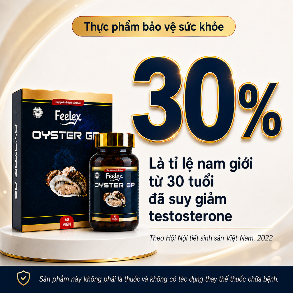 Tinh chất hàu biển Feelex Oyster GP tăng cường sinh lý nam, bổ sung kẽm, tăng ham muốn - hộp 60 viên