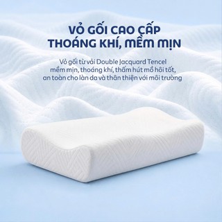 Gối cao su non cho người lớn NIN House giảm đau cổ vai gáy và giảm ngáy dạng lượn sóng memory foam nhiều kích thước