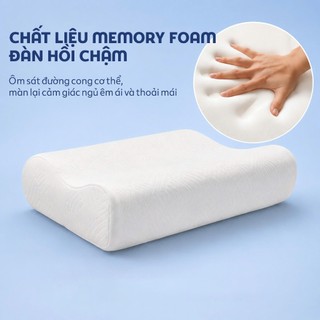 Gối cao su non cho người lớn NIN House giảm đau cổ vai gáy và giảm ngáy dạng lượn sóng memory foam nhiều kích thước