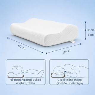 Gối cao su non cho người lớn NIN House giảm đau cổ vai gáy và giảm ngáy dạng lượn sóng memory foam nhiều kích thước