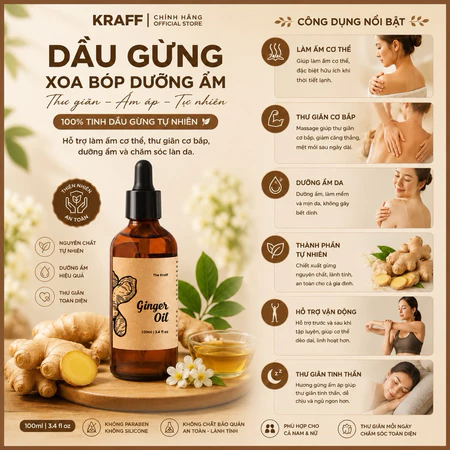 DẦU GỪNG XOA BÓP MÁT XA - THƯ GIÃN, BẢO VỆ SỨC KHOẺ