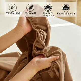 Chỉ tấm ga giường 1m2/1m4/1m6/1m8 Size Tấm ga giường màu trơn Ga giường có dây co giãn toàn viền Phong cách Hàn Quốc dễ