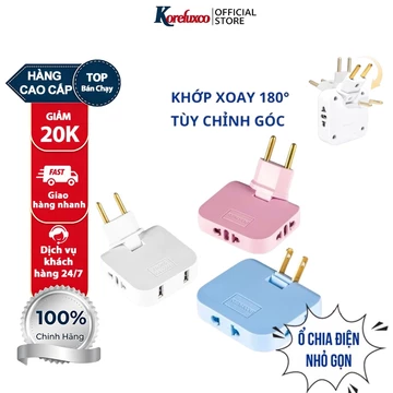 Ổ cắm chia điện nhỏ gọn, xoay 180°, 2 phiên bản chân tròn/chân dẹt, nhiều màu sắc lựa chọn.