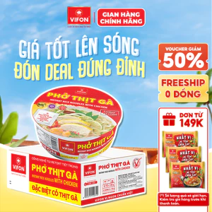 Thùng 12 Tô Phở Thịt Gà Có Thịt Thật VIFON 120g/Tô