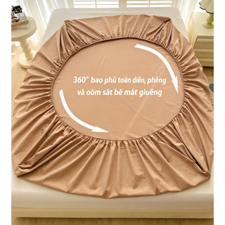 Chỉ tấm ga giường 1m2/1m4/1m6/1m8 Size Tấm ga giường màu trơn Ga giường có dây co giãn toàn viền Phong cách Hàn Quốc dễ