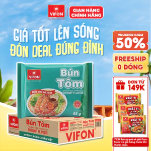 Thùng 30 Gói Bún Tôm Vifon 65g Vị Tôm Đậm Đà Sợi Bún Gạo Tinh Khiết