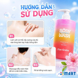 Sữa tắm Cao cấp Five Grains giúp dưỡng trắng da Niacinamide lưu hương nước hoa 500ML phiên bản nâng cấp