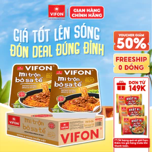 Thùng 18 Khay Mì Trộn Bò Sa Tế VIFON 90gr/ khay