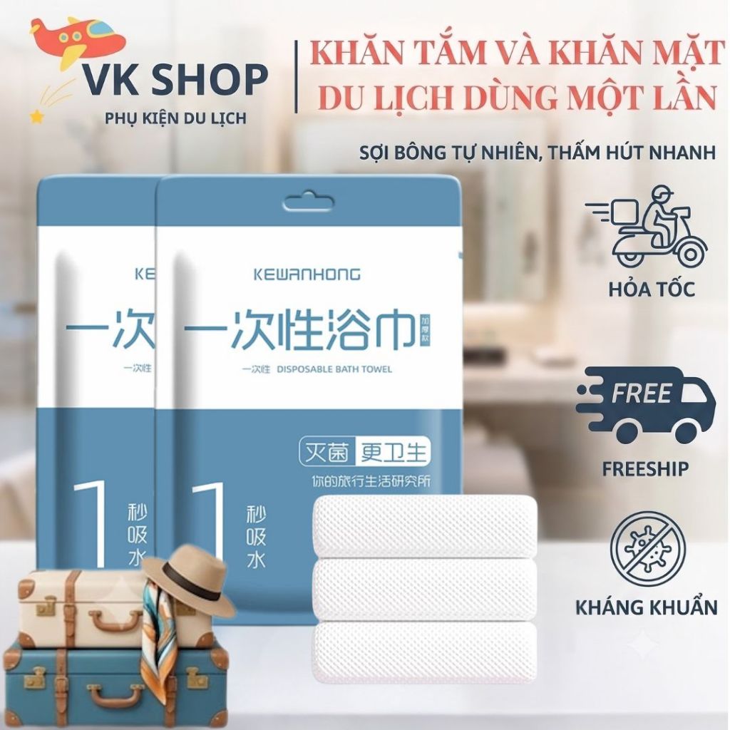 Combo Khăn Tắm Và Khăn Mặt Dùng 1 Lần | Du Lịch, Spa, Khách Sạn, Tiện Lợi Vệ Sinh