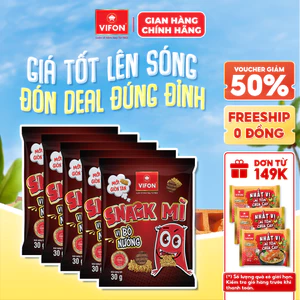 Set 5 Gói Snack Mì Vị Bò Nướng/Hải Sản/Phô Mai VIFON - Đậm Đà, Giòn Xốp, 30g/Gói