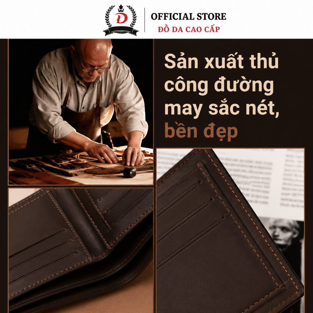 Ví Nam Da Thật Ví Da Bò Thật Dáng Ngang Nhiều Ngăn Đựng Thẻ Giấy Tờ Bóp Nam-CLASSIC LEATHER