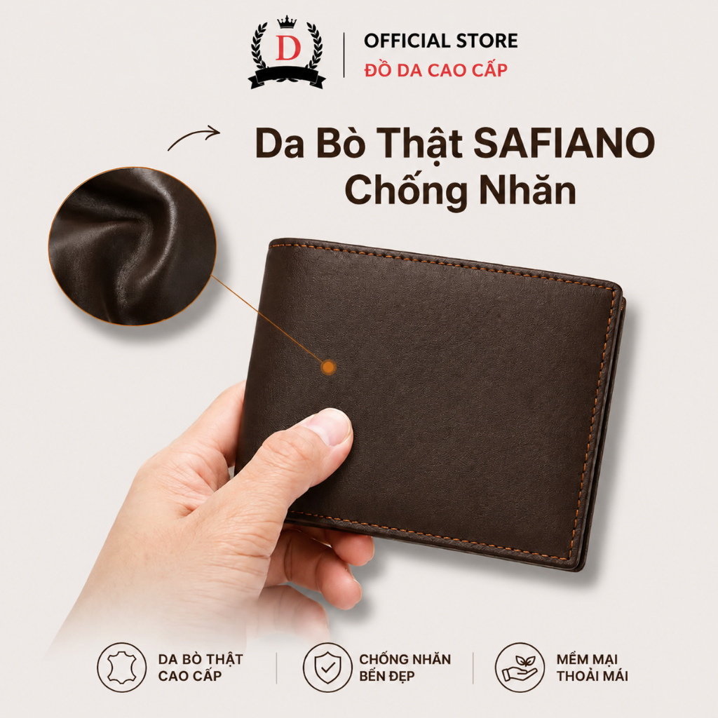 Ví Nam Da Thật Ví Da Bò Thật Dáng Ngang Nhiều Ngăn Đựng Thẻ Giấy Tờ Bóp Nam-CLASSIC LEATHER