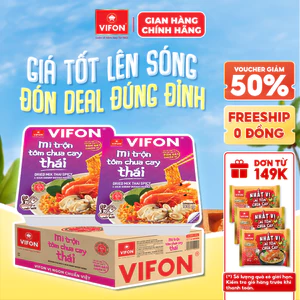 Thùng 18 Khay Mì trộn Tôm chua cay Thái VIFON 90gr/ khay