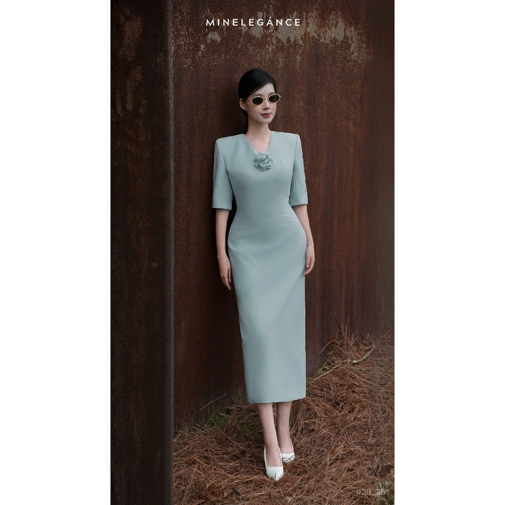 MINELEGÁNCE | VÁY CỔ TIM TRÂM CÀI HOA DÁNG DÀI, SANG TRỌNG, THANH LỊCH - MIN28