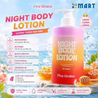 Kem dưỡng body Cao cấp Five Grains dưỡng trắng da Niacinamide, Alpha-Arbutin ban đêm bản nâng cấp 500ML
