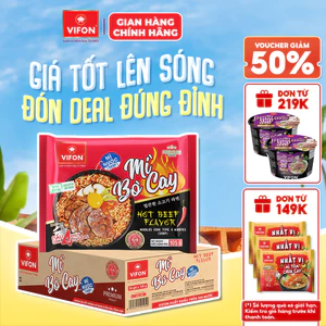 Thùng 24 gói Mì Nấu Mì Bò Cay VIFON 105g/gói