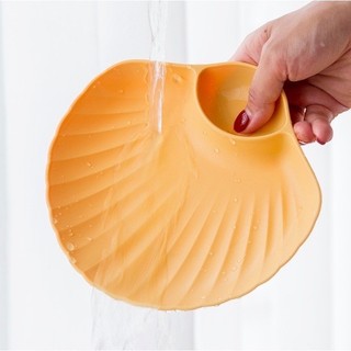Combo 4 Đĩa Nhựa Vỏ Sò Đựng Hoa Quả, Bánh Kẹo, Thức Ăn Có Ngăn Đựng Gia Vị, Nhựa Dày Bền, Tiện Lợi