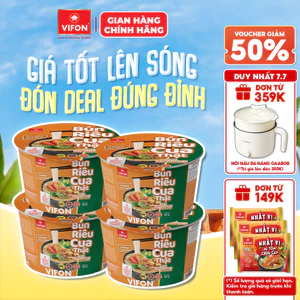 Set 4 Tô Bún Riêu Cua VIFON 85gr – Bún Riêu Ăn Liền Riêu Cua Thật Đậm Đà, Tiện Dụng