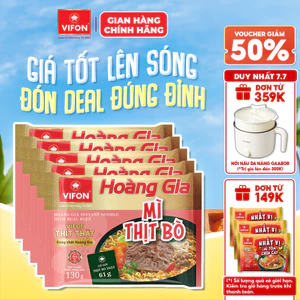 Set 5 gói VIFON Mì Hoàng gia Thịt bằm/Lẩu cua/Thịt bò/Kim chi/Lẩu thái/Hải sản/Hoành thánh/Mì quảng thịt bằm