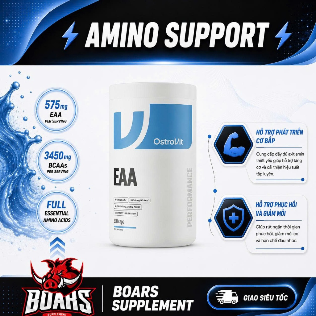 OstroVit EAA 5750mg 300 Capsules | Dạng Viên Nang Chính Hãng