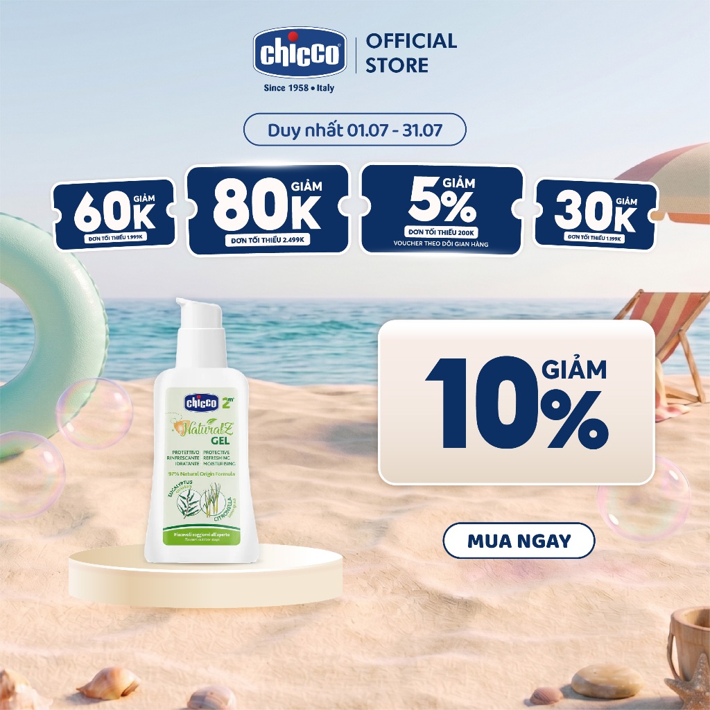 Gel xịt xua muỗi chiết xuất bạch đàn chanh và tinh dầu tự nhiên Chicco NaturalZ 60ml cho bé
