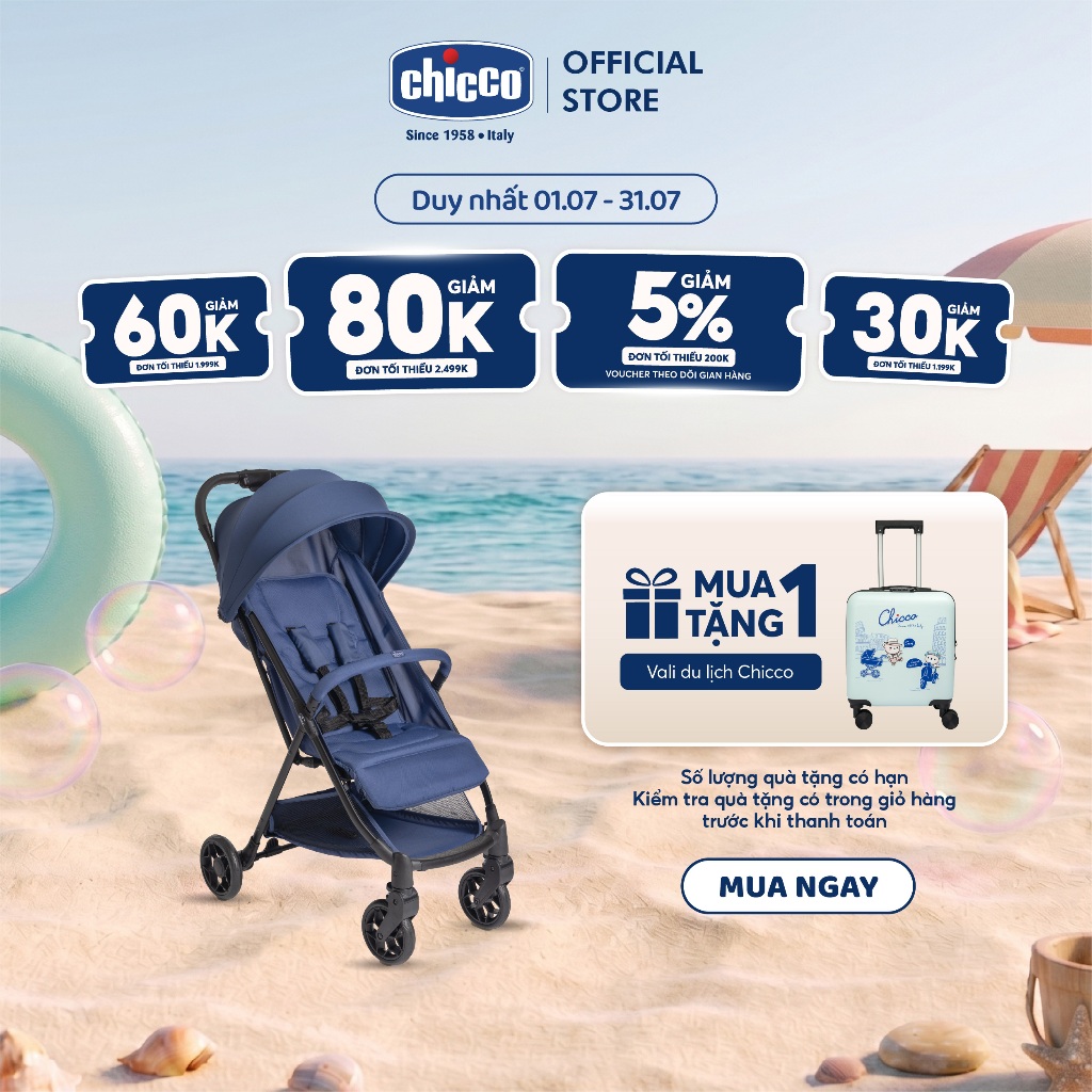 Xe đẩy gấp gọn Chicco Urbino - Màu xanh đại dương/Màu xanh rừng thông
