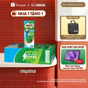 Sữa lúa mạch Nestlé® MILO® ít đường thùng 12 x 180ml (12x4x180ml)