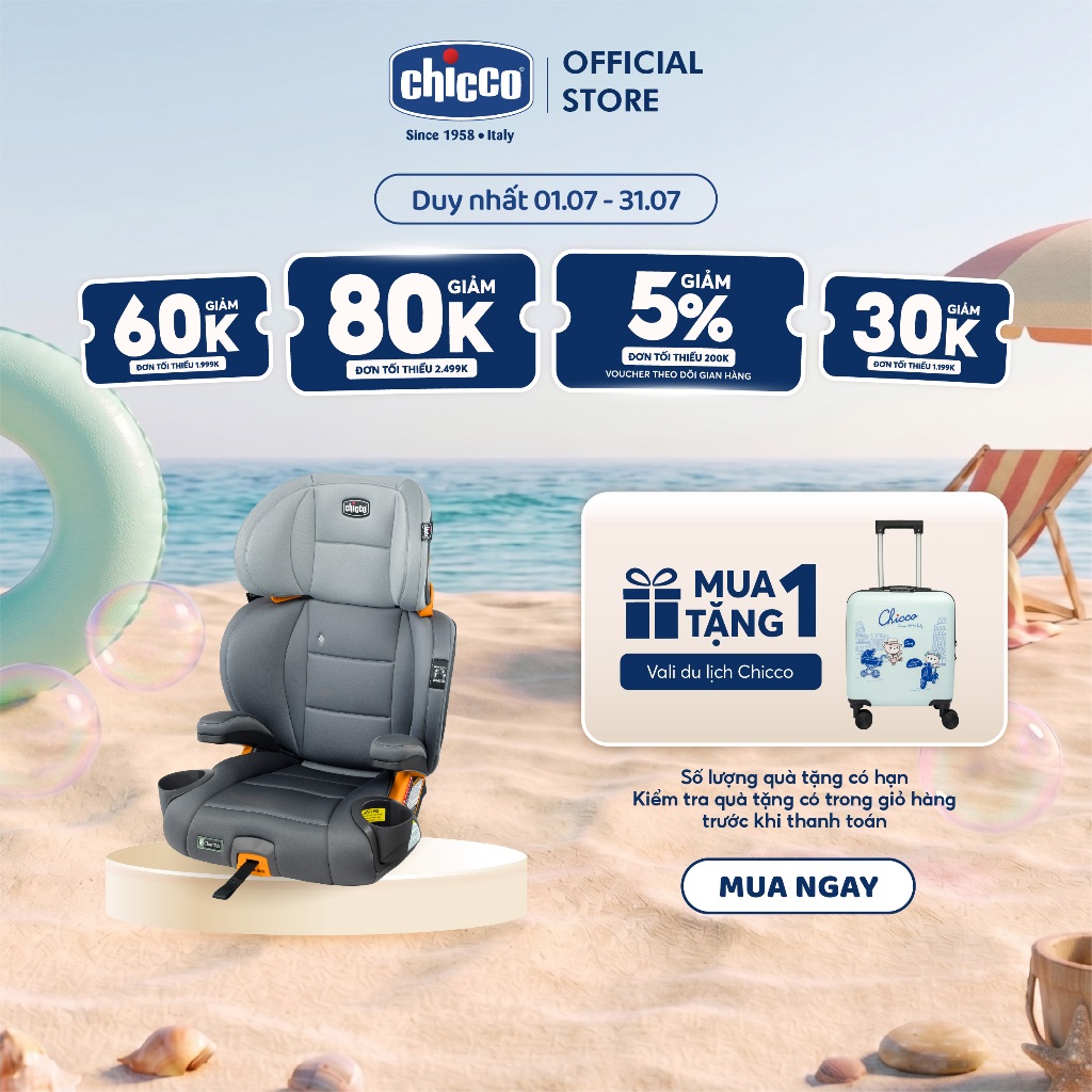 Ghế ô tô Chicco KidFit Plus 2 trong 1 ISOFIX ClearTex - Màu ghi đá/Màu xanh biển/Màu đen satin