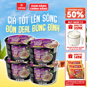 Set 4 Tô Phở Bò/ Phở Gà Thịt Thật 90gr, Có Gói Thịt Thật, Tiện Lợi, Đủ Dinh Dưỡng