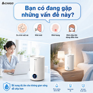 Máy phun sương chính hãng ChigoZG-516,phun sương mạnh, máy tạo ẩm không khí dung tích 4000ml sử dụng lên đến 10 tiếng