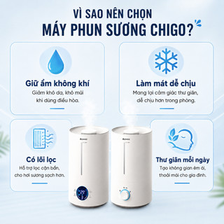 Máy phun sương chính hãng ChigoZG-516,phun sương mạnh, máy tạo ẩm không khí dung tích 4000ml sử dụng lên đến 10 tiếng
