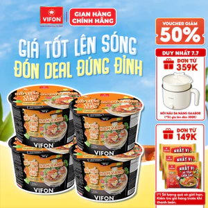Set 4 Tô Hủ Tiếu Thịt Thật Hủ Tiếu Nam Vang/ Hủ Tiếu Sườn Heo VIFON 90gr/tô