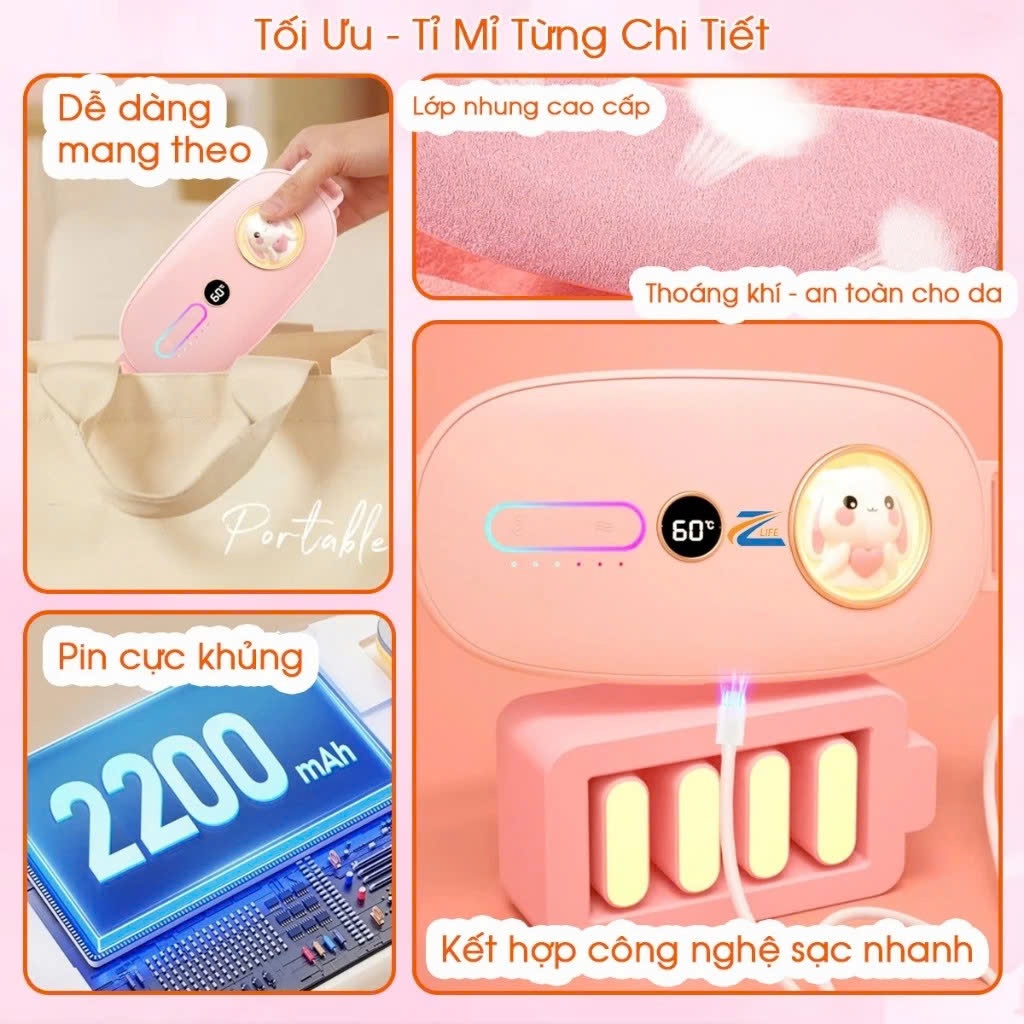 Quà Sinh Nhật Cho Nữ Máy Massage Giảm Đau Bụng Kinh, Túi Chườm Bụng Kinh Nguyệt Chính Hãng Zlife