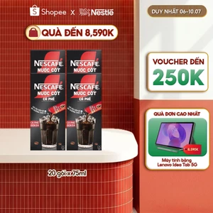 COMBO 4 HỘP NƯỚC CỐT CÀ PHÊ NESCAFÉ - CÀ PHÊ ĐEN ĐÁ (hộp 5 gói x 75 ml)