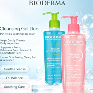 Gel rửa mặt Bioderma 200ml/Sébium Gel Moussant cho da dầu mụn và cho da nhạy cảm 500ml