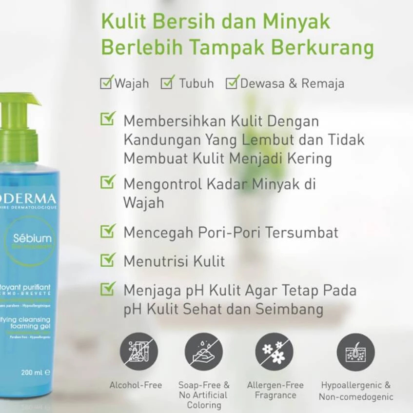 Gel rửa mặt Bioderma 200ml/Sébium Gel Moussant cho da dầu mụn và cho da nhạy cảm 500ml