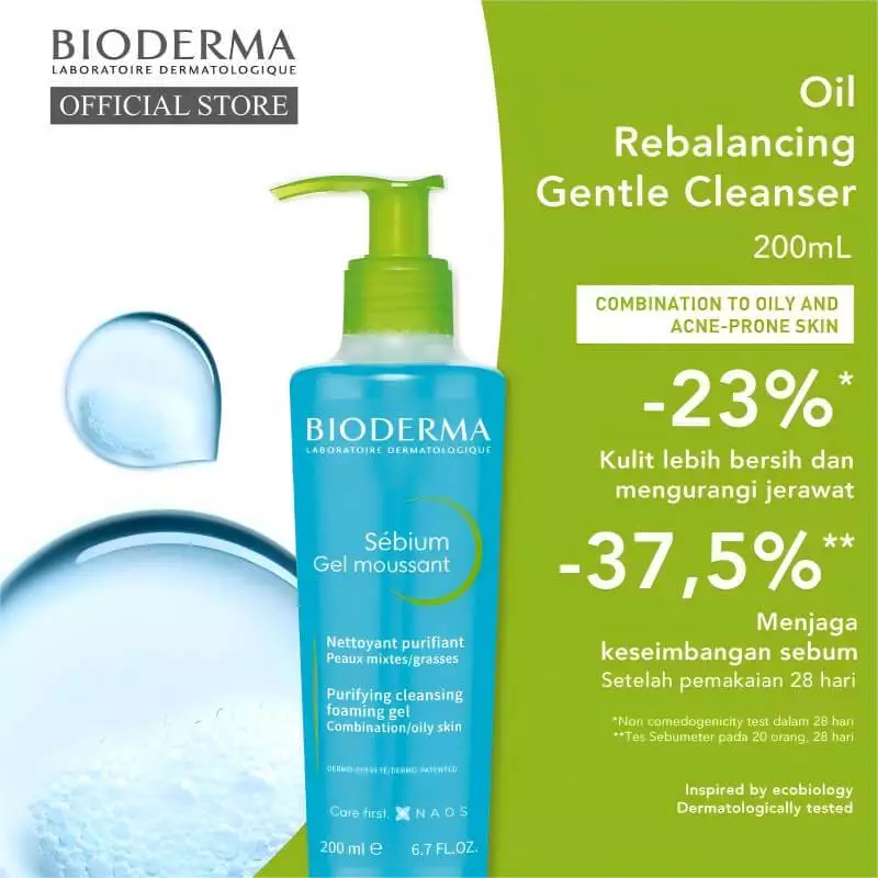 Gel rửa mặt Bioderma 200ml/Sébium Gel Moussant cho da dầu mụn và cho da nhạy cảm 500ml