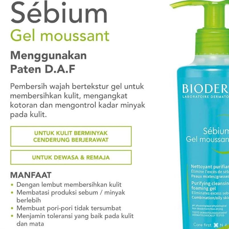 Gel rửa mặt Bioderma 200ml/Sébium Gel Moussant cho da dầu mụn và cho da nhạy cảm 500ml