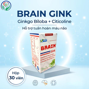 Brain Gink Ginkgo Biloba Pháp 30 viên, hỗ trợ tuần hoàn máu não, hỗ trợ trí nhớ