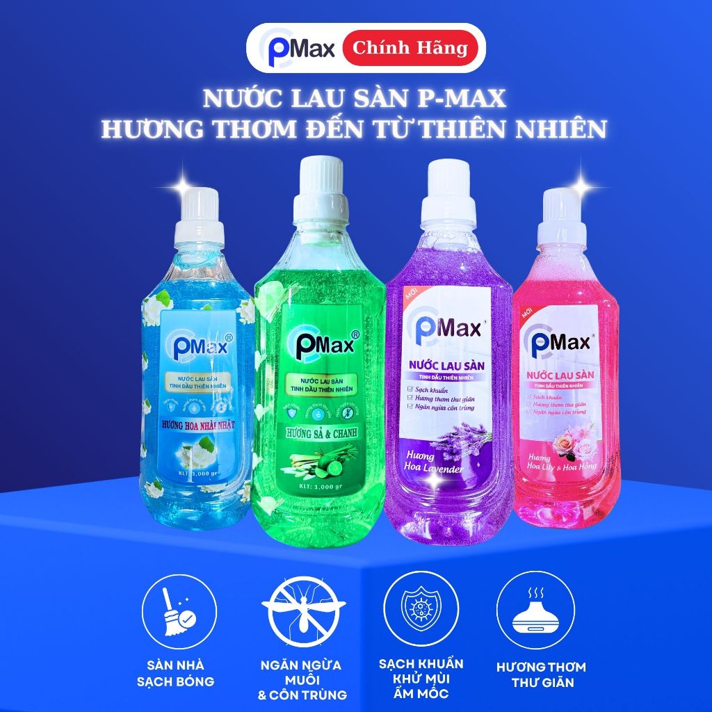 Nước Lau Sàn PMAX 1.000GR - Đuổi muỗi và côn trùng, Sạch khuẩn, Hương thơm dễ chịu
