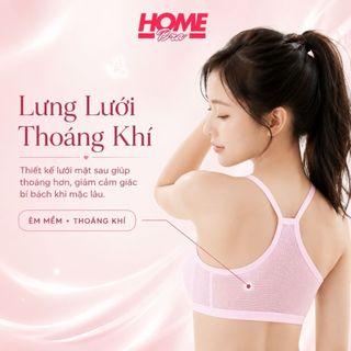 Áo lá bé gái cotton phối lưới thoáng khí, Áo lót học sinh 2 dây mảnh họa tiết xinh xắn HOMEBRA A108