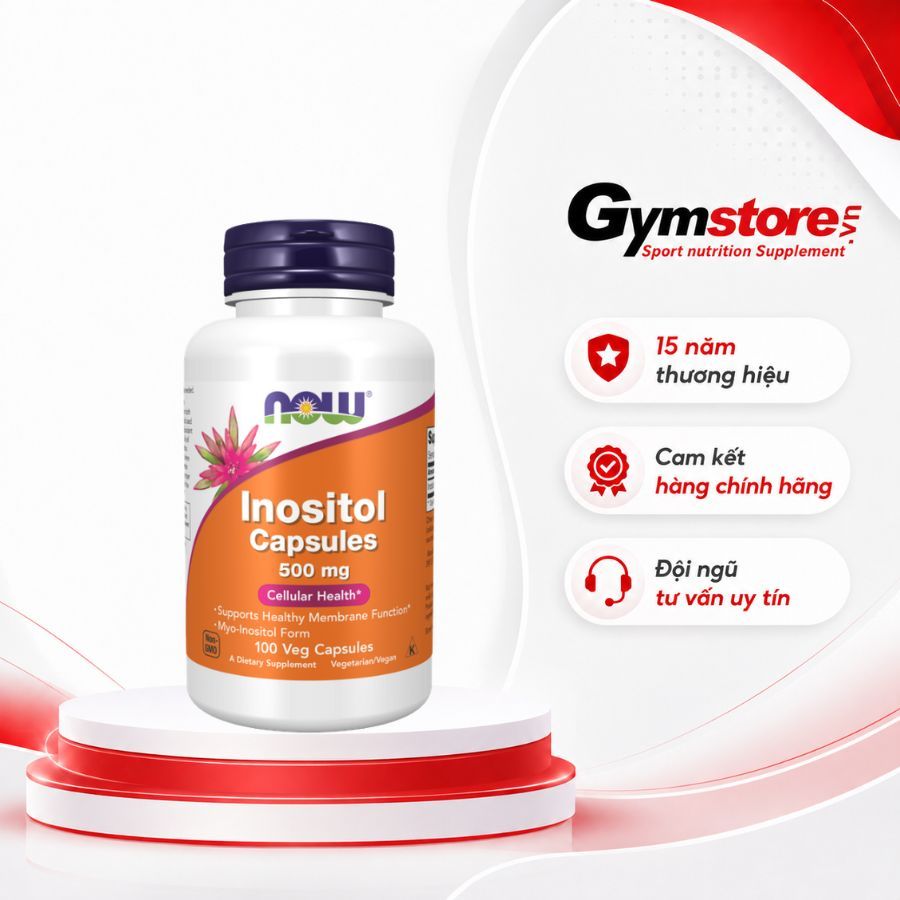 Viên uống Now Inositol 500mg, 100 viên, cải thiện kháng isulin, hỗ trợ ...
