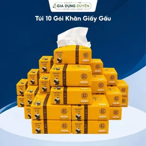 Túi 10 Gói Khăn Giấy Gấu Dày Dặn Siêu Dai Phù Hợp Cho Gia Đình