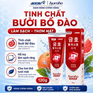 Kem Đánh Răng Kumho HQ Plus+M 120g Tinh Chất Bưởi Đỏ Hỗ Trợ Làm Sạch Răng Miệng, Hơi Thở Thơm Mát