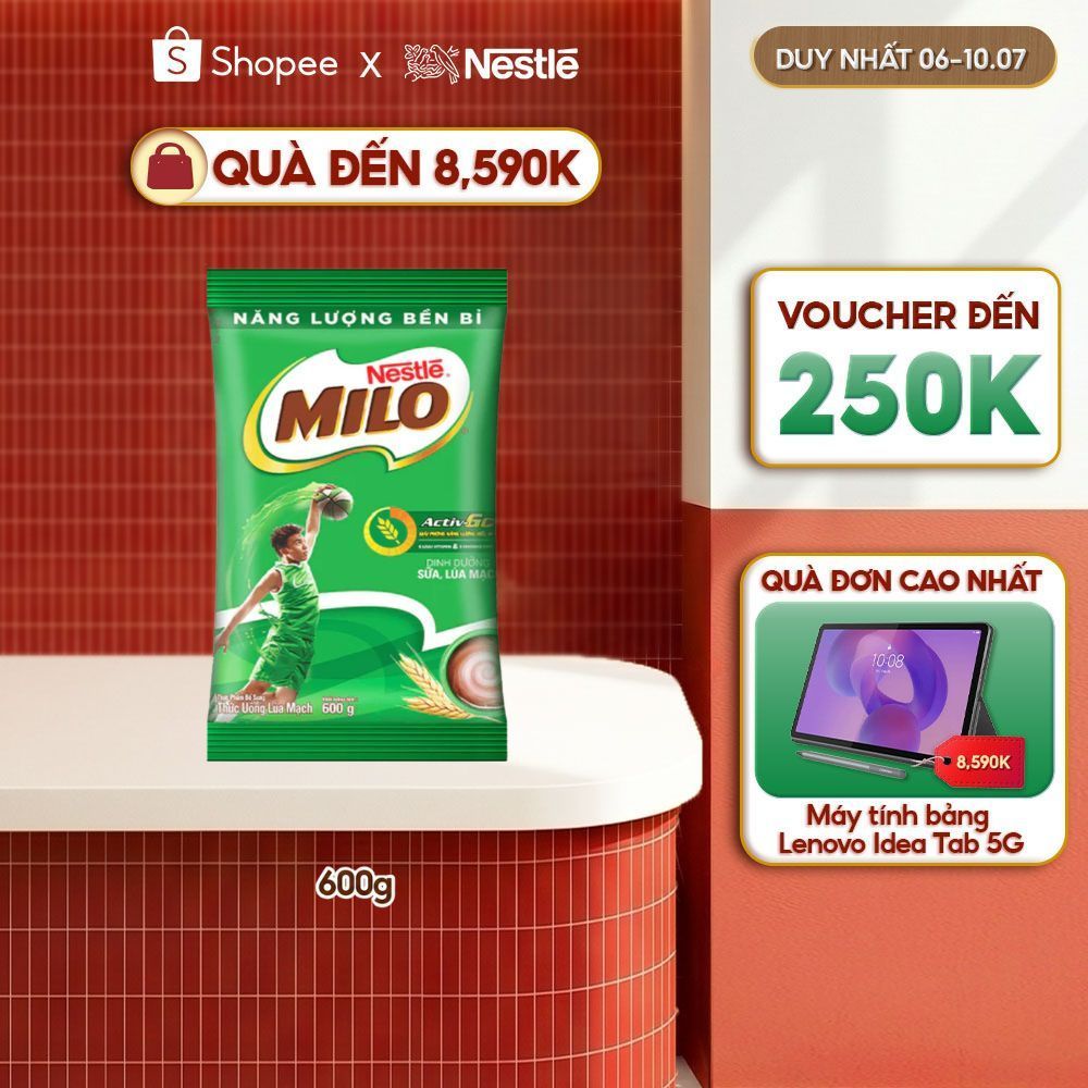 Thực phẩm bổ sung thức uống lúa mạch Nestlé Milo 600g