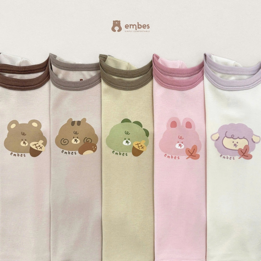 Đồ Bộ Cho Bé Embes, Bộ Thu Đông Dài Tay In Họa Tiết Chất Viscose Mềm Mịn Cho Bé Trai Bé Gái Từ8-18kg