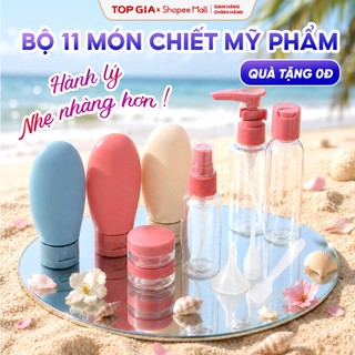 [QUÀ TẶNG KHÔNG BÁN] Bộ chiết mỹ phẩm TopGia 11 món chống tràn tiện lợi nhỏ gọn mang theo du lịch